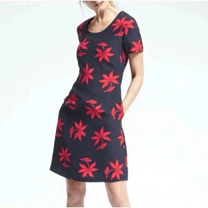 Banana Republic Short Sleeve Floral Print Midi Dress